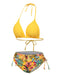 1960s Tropical Halter Bikini Set & Cover-Up, vintage swimsuit, pin-up swimwear - perfect for women who love vintage and retro fashion
