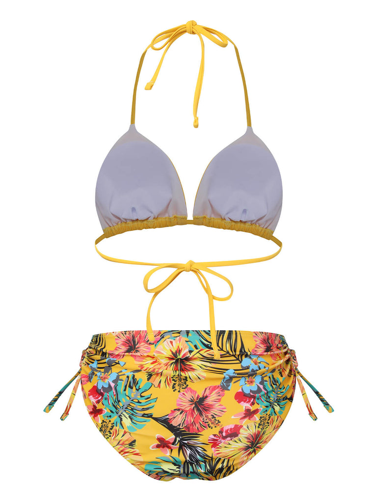 1960s Tropical Halter Bikini Set & Cover-Up, vintage swimsuit, pin-up swimwear - perfect for women who love vintage and retro fashion