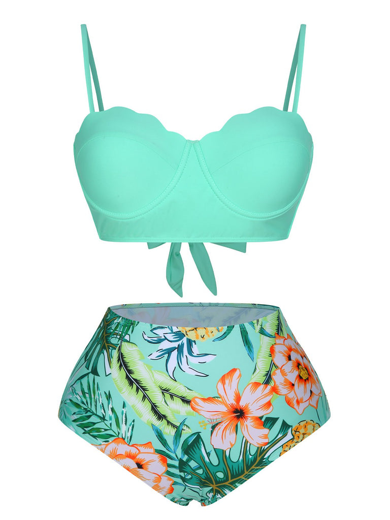 1960s Tropical Plant Back Strap Swimsuit, vintage swimsuit, pin-up swimwear - perfect for women who love vintage and retro fashion