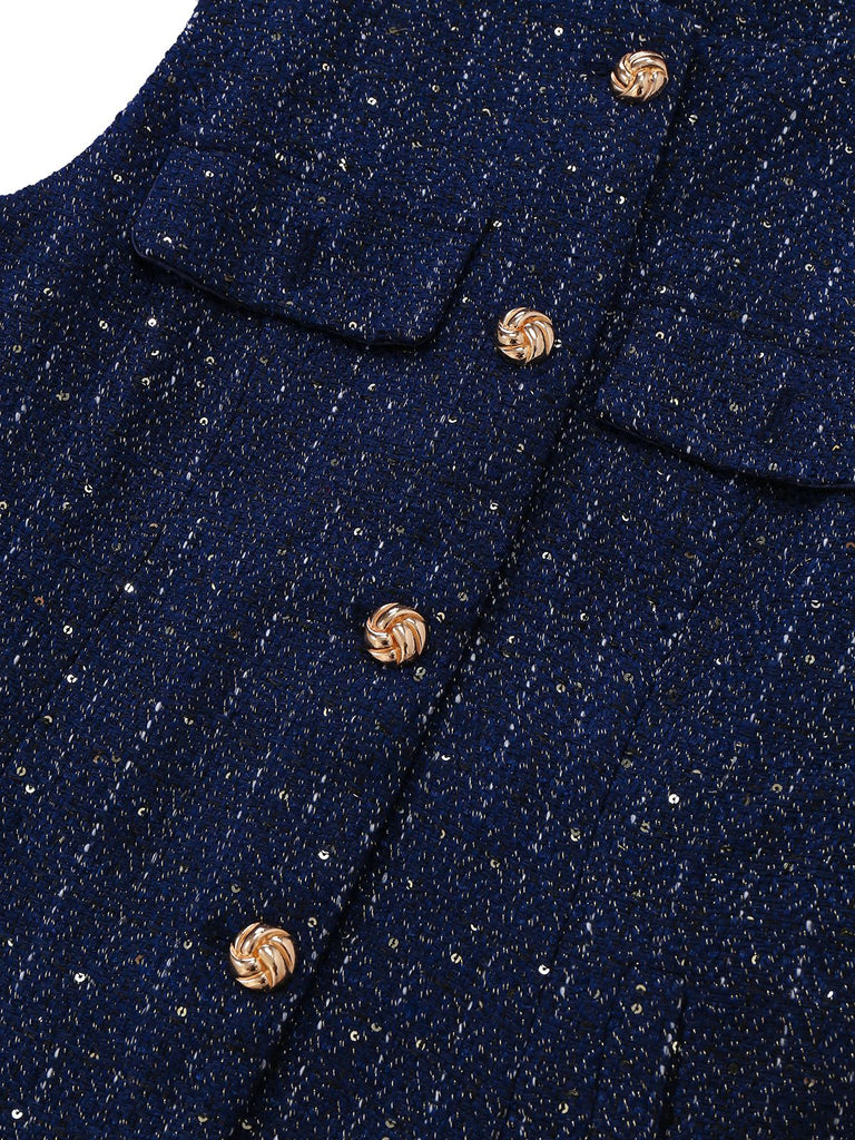 1960s Tweed Solid Button Belted Vest - vintage fashion, retro style