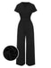 She adds this 1960s V-Neck Belted Solid Jumpsuit and suddenly it's 1960s perfection