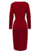 1960s V-Neck Ribbed Knit Button Bodycon Dress - vintage dress, retro fashion