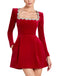 1960s Velvet Diamond Square Neck Dress - vintage dress, retro fashion