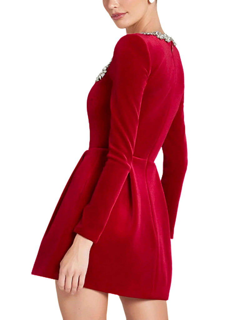 1960s Velvet Diamond Square Neck Dress - vintage dress, retro fashion