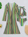 1960s Vertical Stripe Lace-Up Bikini Set & Cover-Up, vintage swimsuit, pin-up swimwear - perfect for women who love vintage and retro fashion