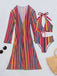 1960s Vertical Stripe Lace-Up Bikini Set & Cover-Up