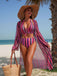1960s Vertical Stripe Lace-Up Bikini Set & Cover-Up