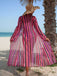1960s Vertical Stripe Lace-Up Bikini Set & Cover-Up
