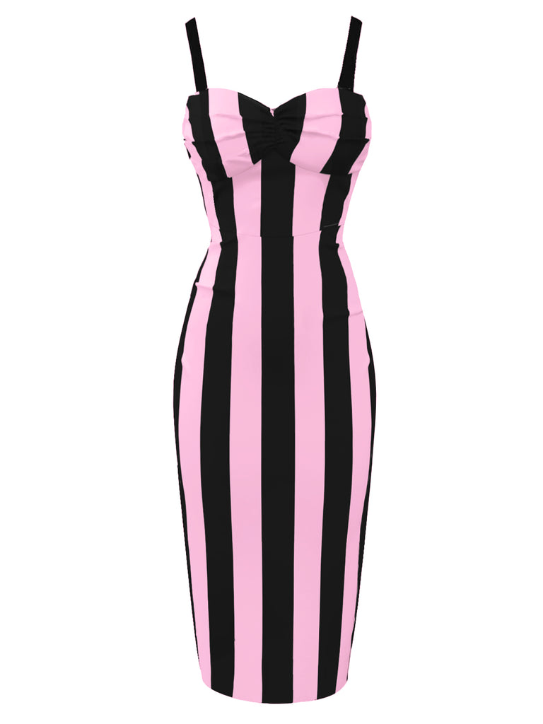 1960s Vertical Stripe Straps Pencil Dress — the kind of 1960s dress that makes strangers smile