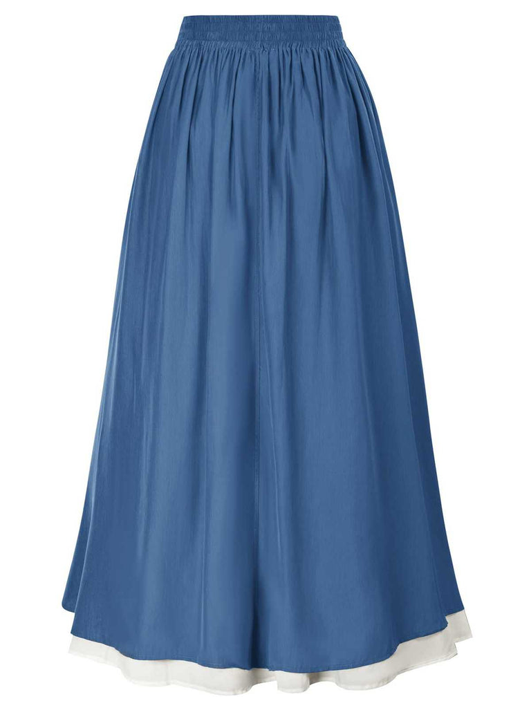 1960s Victorian-Style Ruched Lace Maxi Skirt: 1960s grace for the woman who dances through life
