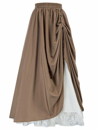 She sways in this 1960s Victorian-Style Ruched Lace Maxi Skirt and it's pure 1960s magic