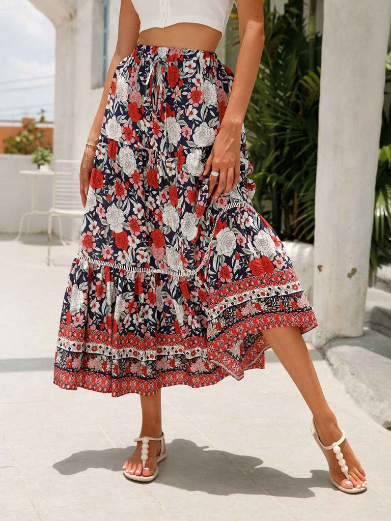 1960s Viscose Bohemian Ditsy Floral Skirt: 1960s grace for the woman who dances through life