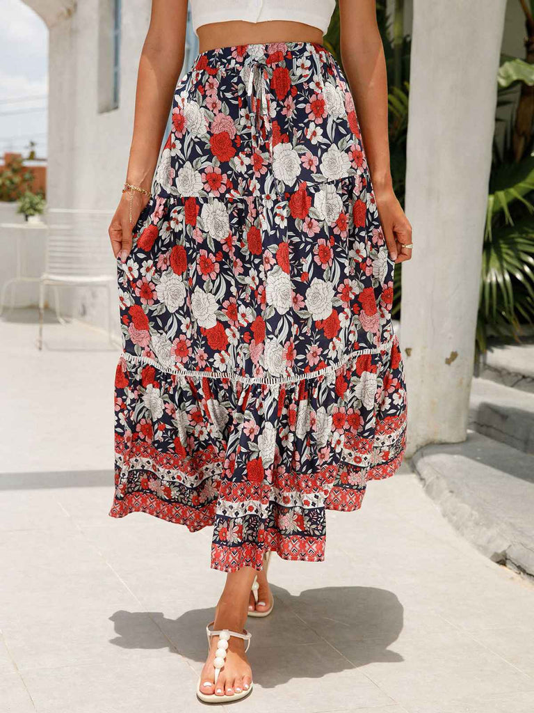 This 1960s Viscose Bohemian Ditsy Floral Skirt spins 1960s stories with every step