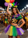 3PCS 1970s Carnival Mask Cutout Top & Petticoat & Headband - vintage fashion, retro style