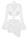 4PCS 1970s Halter Bikini Set & Sheer Bell Sleeve Cover-Up - vintage fashion, retro style