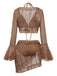 4PCS 1970s Halter Bikini Set & Sheer Bell Sleeve Cover-Up - vintage fashion, retro style