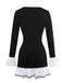 1970s Black & White Contrast Knitted Ruffle Dress - vintage dress, retro fashion, classic black