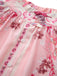 2PCS Pink 1970s Bohemian Floral Blouse & High-Waisted Shorts - vintage fashion, retro style
