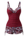 1970s Bohemian Strap V-Neck Tankini Set, bohemian cover up, beach wear - perfect for women who love vintage and retro fashion