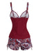 1970s Bohemian Strap V-Neck Tankini Set, bohemian cover up, beach wear - perfect for women who love vintage and retro fashion