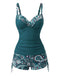 1970s Bohemian Strap V-Neck Tankini Set, bohemian cover up, beach wear - perfect for women who love vintage and retro fashion