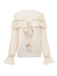 1970s Boho Cascading Ruffles Solid Blouse - vintage fashion, retro style
