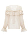 1970s Boho Cascading Ruffles Solid Blouse - vintage fashion, retro style
