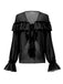 1970s Boho Cascading Ruffles Solid Blouse - vintage fashion, retro style