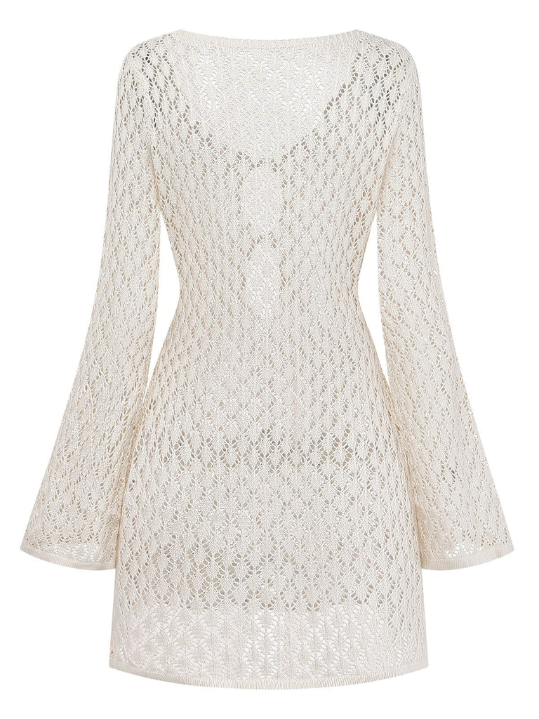 1970s Boho Crochet Hollow-Out Cover-Up - vintage fashion, retro style