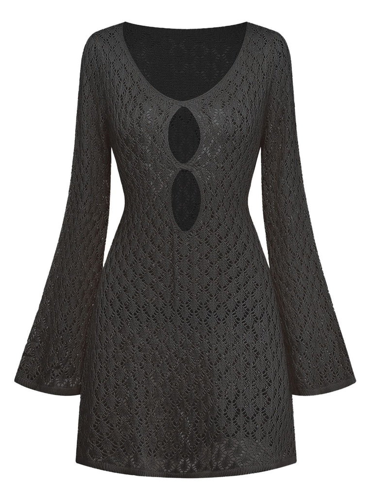 1970s Boho Crochet Hollow-Out Cover-Up - vintage fashion, retro style