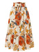 1970s Boho Floral Bow Tiered Skirt - vintage skirt, retro style, elegant red