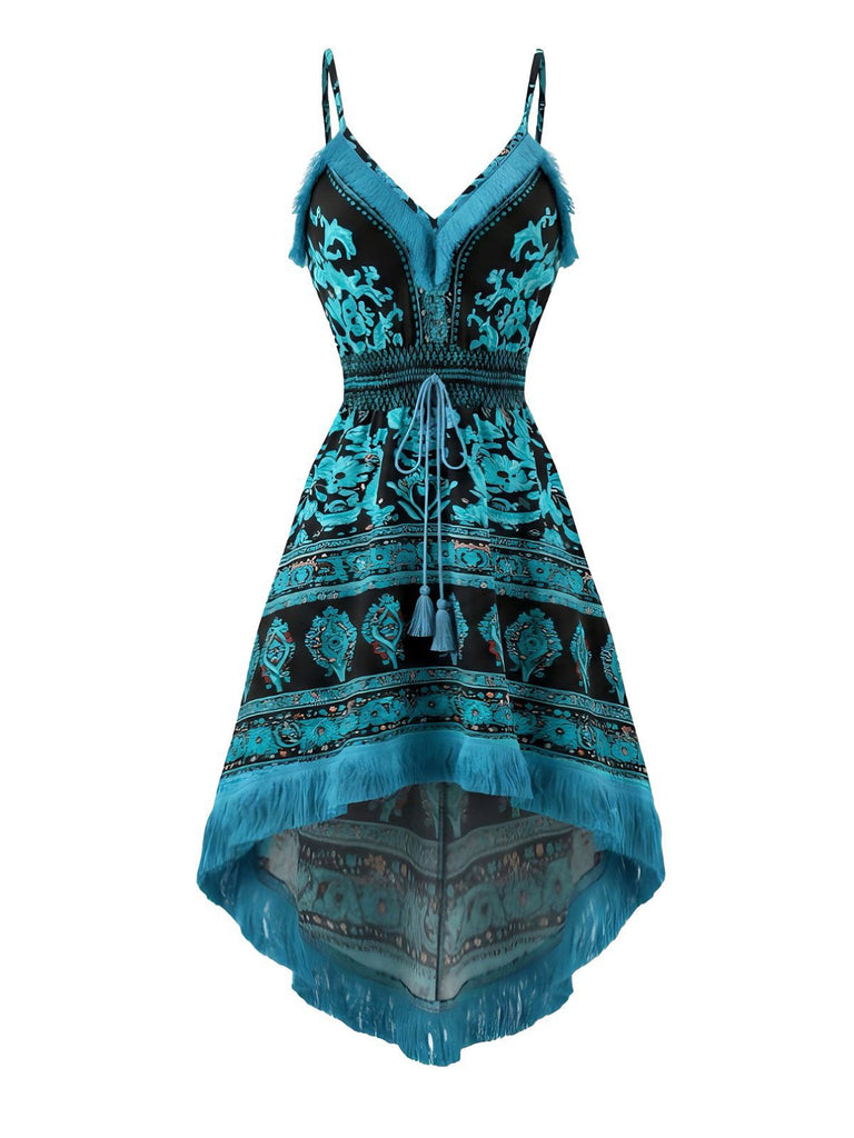 1970s Boho Fringe Trim High-Low Cami Dress, vintage dress, retro fashion - vintage inspired fashion