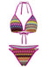 1970s Boho Geometric Knit Halter Bikini Set - vintage swimwear, retro swimsuit, pin-up style for vintage lovers