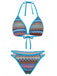 1970s Boho Geometric Knit Halter Bikini Set | vintage swimwear, retro swimsuit, pin-up style - perfect for retro fashion enthusiasts