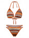 1970s Boho Geometric Knit Halter Bikini Set: beautiful vintage swimwear, retro swimsuit, pin-up style with timeless appeal
