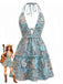 1970s-Boho-Paisley-Halter-Deep-V-Backless-Mini-Dress, vintage, retro, dress