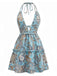 1970s-Boho-Paisley-Halter-Deep-V-Backless-Mini-Dress, vintage, retro, dress