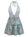 1970s-Boho-Paisley-Halter-Deep-V-Backless-Mini-Dress, vintage, retro, dress