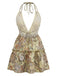 1970s-Boho-Paisley-Halter-Deep-V-Backless-Mini-Dress, vintage, retro, dress