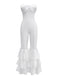 1970s Boho Strapless Solid Pleated Ruffle Jumpsuit - vintage jumpsuit, retro fashion