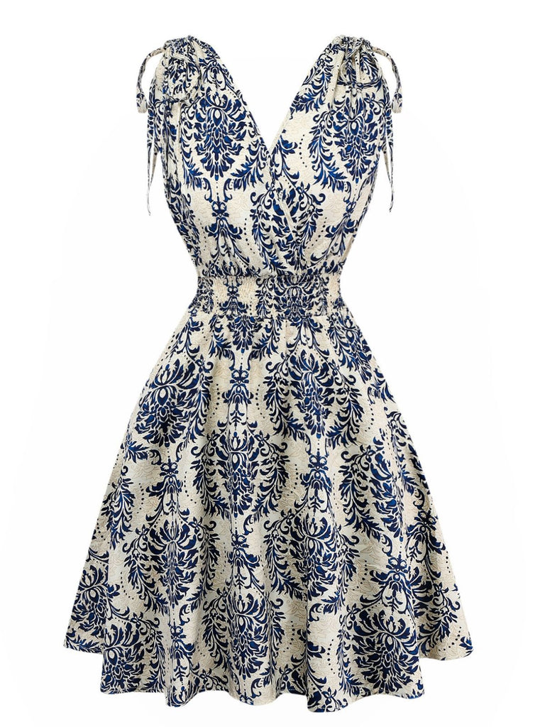 1970s Boho Style Lace-Up V-Neck Dress - vintage dress, retro fashion