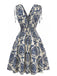 1970s Boho Style Lace-Up V-Neck Dress - vintage dress, retro fashion