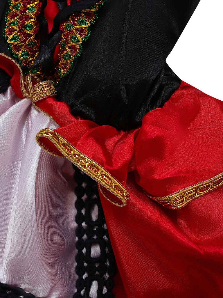2PCS Red 1970s Riding Hood Costume Cape With Corset Dress - vintage dress, retro fashion, elegant red