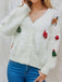 1970s 3D Christmas Print Fluffy Knit Button Cardigan - vintage fashion, retro style