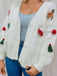 1970s 3D Christmas Print Fluffy Knit Button Cardigan - vintage fashion, retro style