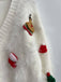 1970s 3D Christmas Print Fluffy Knit Button Cardigan - vintage fashion, retro style