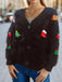 1970s 3D Christmas Print Fluffy Knit Button Cardigan - vintage fashion, retro style