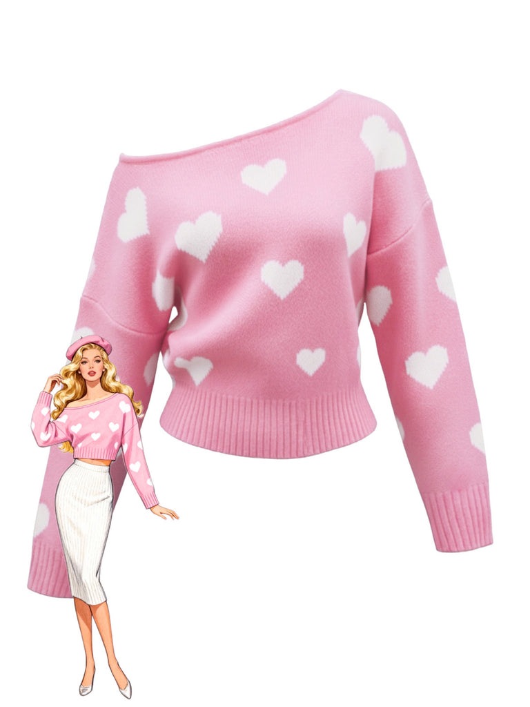 1970s Christmas Snowflake Asymmetrical Shoulder Pullover Sweater - vintage fashion, retro style
