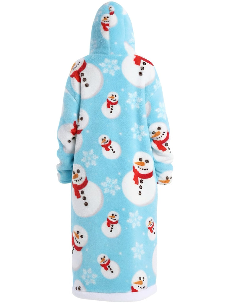1970s Pumpkin Santas Snowman Blanket Hoodie Lougewear, vintage fashion, retro style - perfect for women who love vintage and retro fashion
