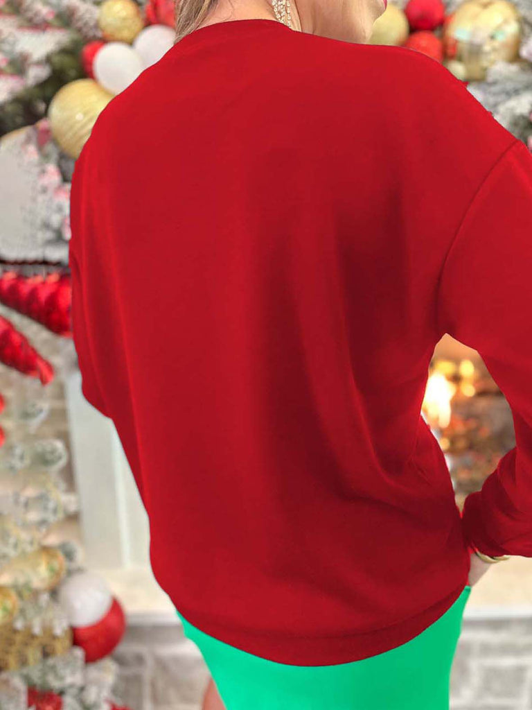 1970s Christmas Tree Sequined Sweatshirt - vintage fashion, retro style
